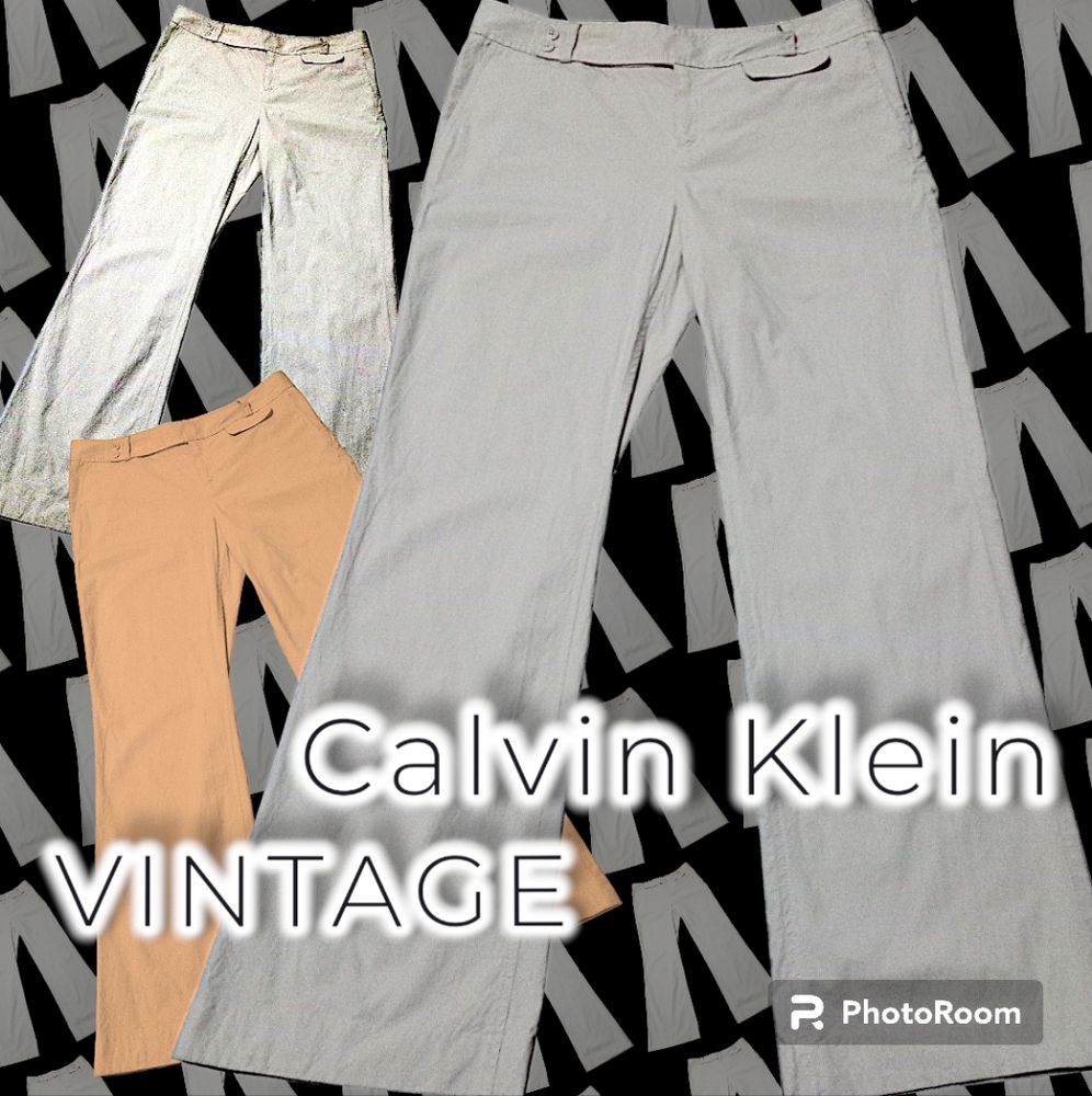 Vintage, Calvin Klein Riley Pants, Women's Size 10, Beige, Pinstripes, 5 Pockets